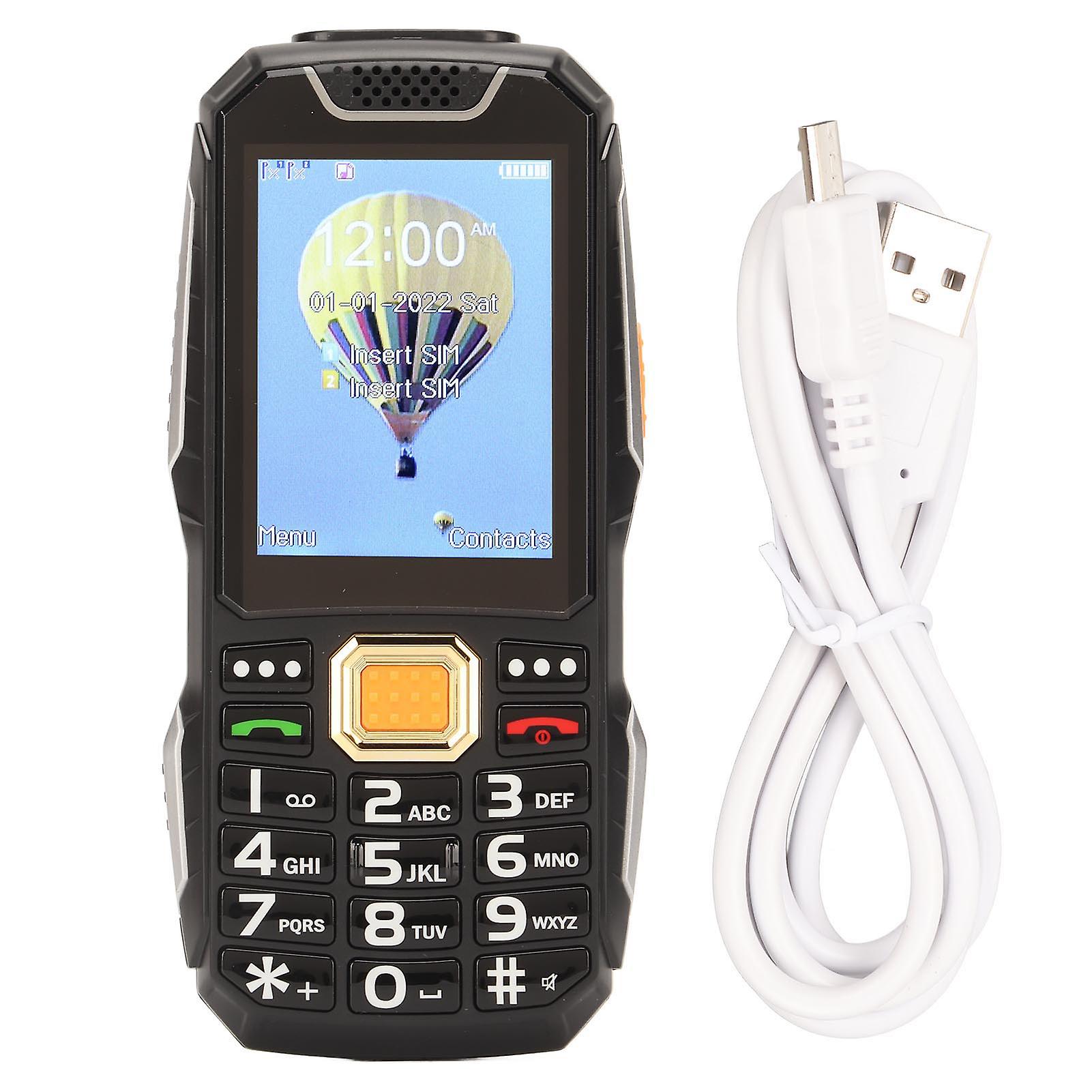 2G Senior Cellphone with 2.8in HD Screen, 3D Big Buttons, Dual SIM, and Flashlight - Black