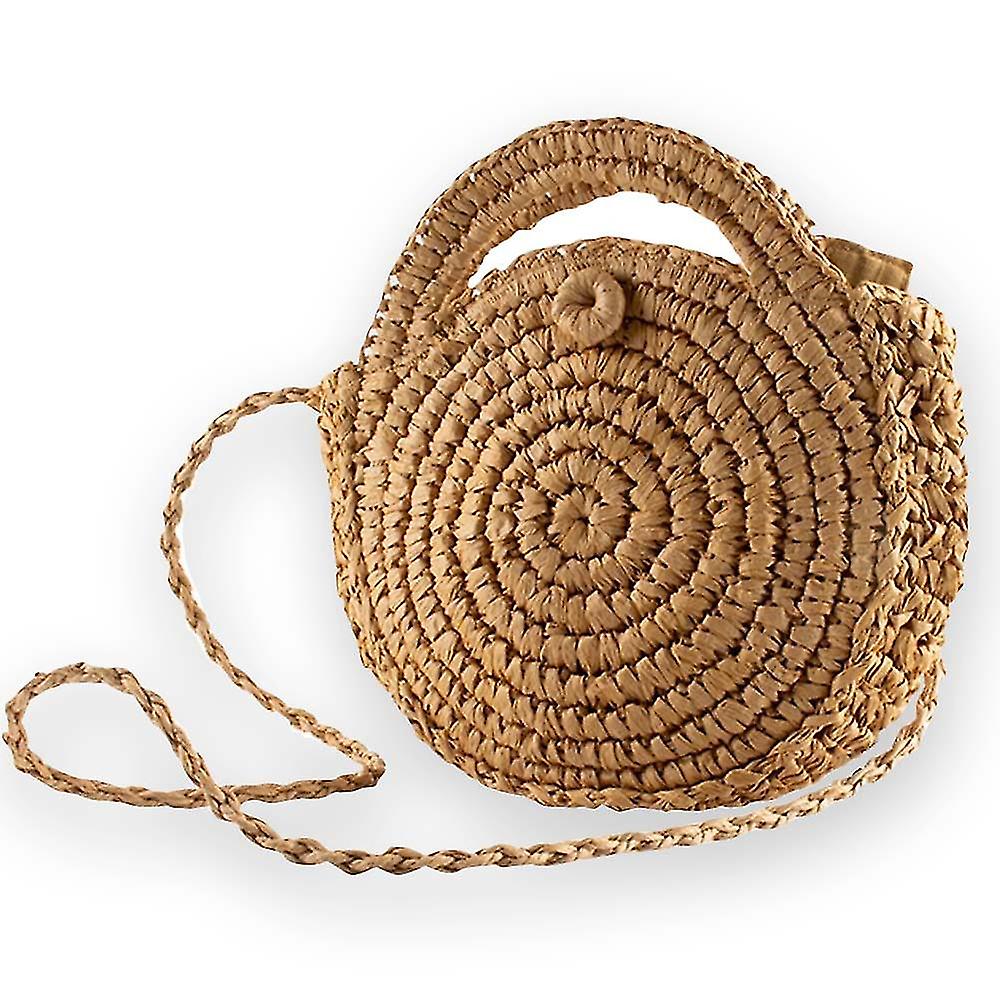 Round Straw Crossbody Beach Bag