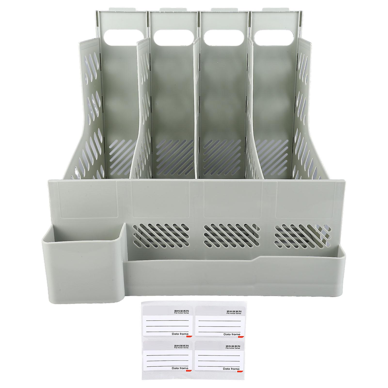 Desk File Organizer 4 Vertical Compartments Thick Hollowed Plastic Desktop File Holder for Family Office Shcool