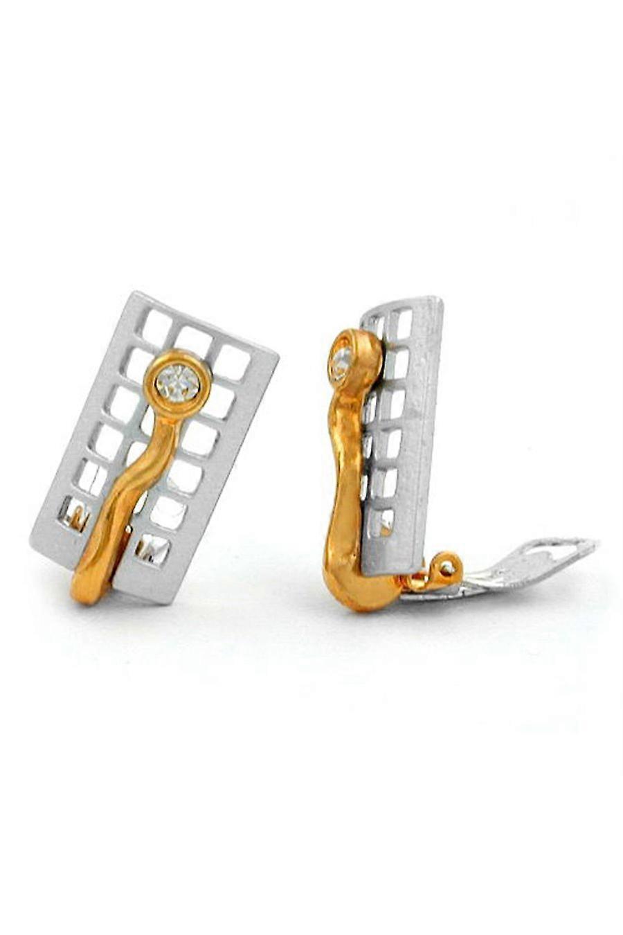 Clip-on Earring Silver Railing Gold - Gl06396