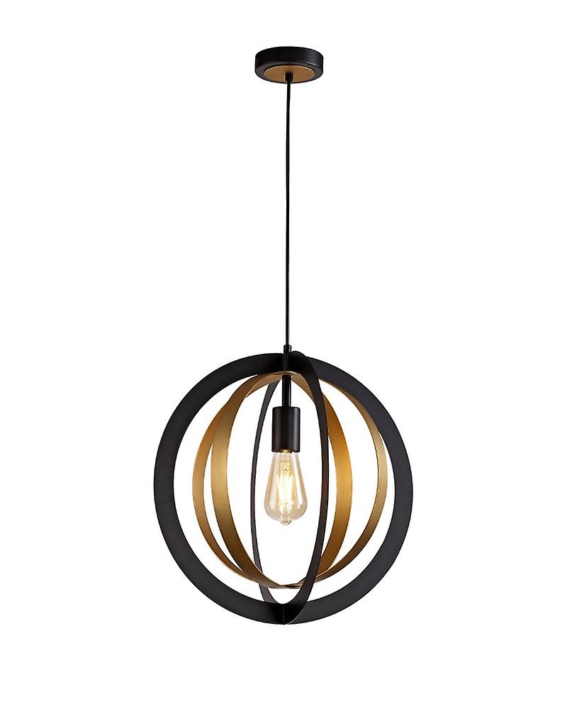 Ross Pendant, 1 X E27, Black/satin Gold
