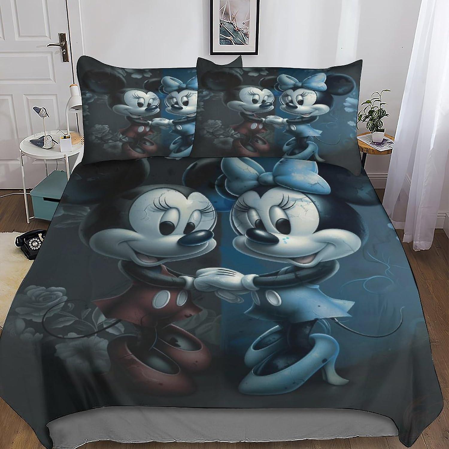 DSJackson Ensemble Housse De Couette Mickey Mouse Premium Avec Fermeture Éclair Cachée - Ensemble De Literie De Dessin Animé En Microfibre Avec Impression 3D Et Taies D’oreiller - Parfait Pour