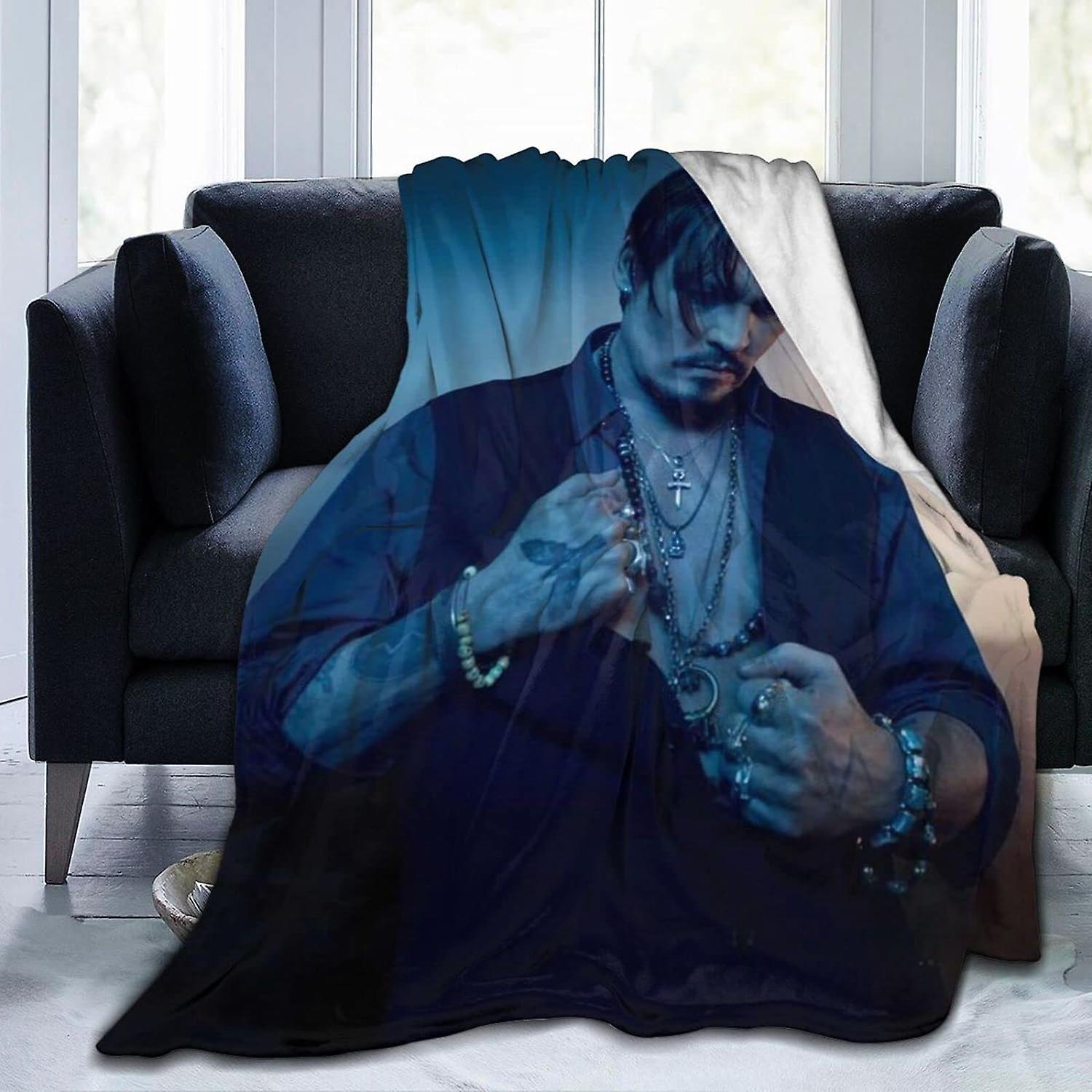 Johnny Depp Print 3D Polarowy koc flanelowy,Koc pościelowy z mikrofibry,Wygodny i ciepły koc do salonu Wystrój sypialni Prezent dla rodziny,Frie