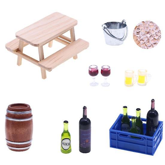 1 Set Mini Wine Cellar Dollhouse Simulation Miniature Red Wine Bottle Model Set for Playhouse Accessories