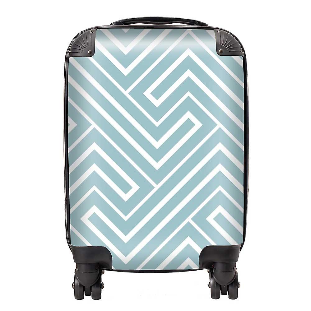 Blue And White Geometric Pattern Suitcase