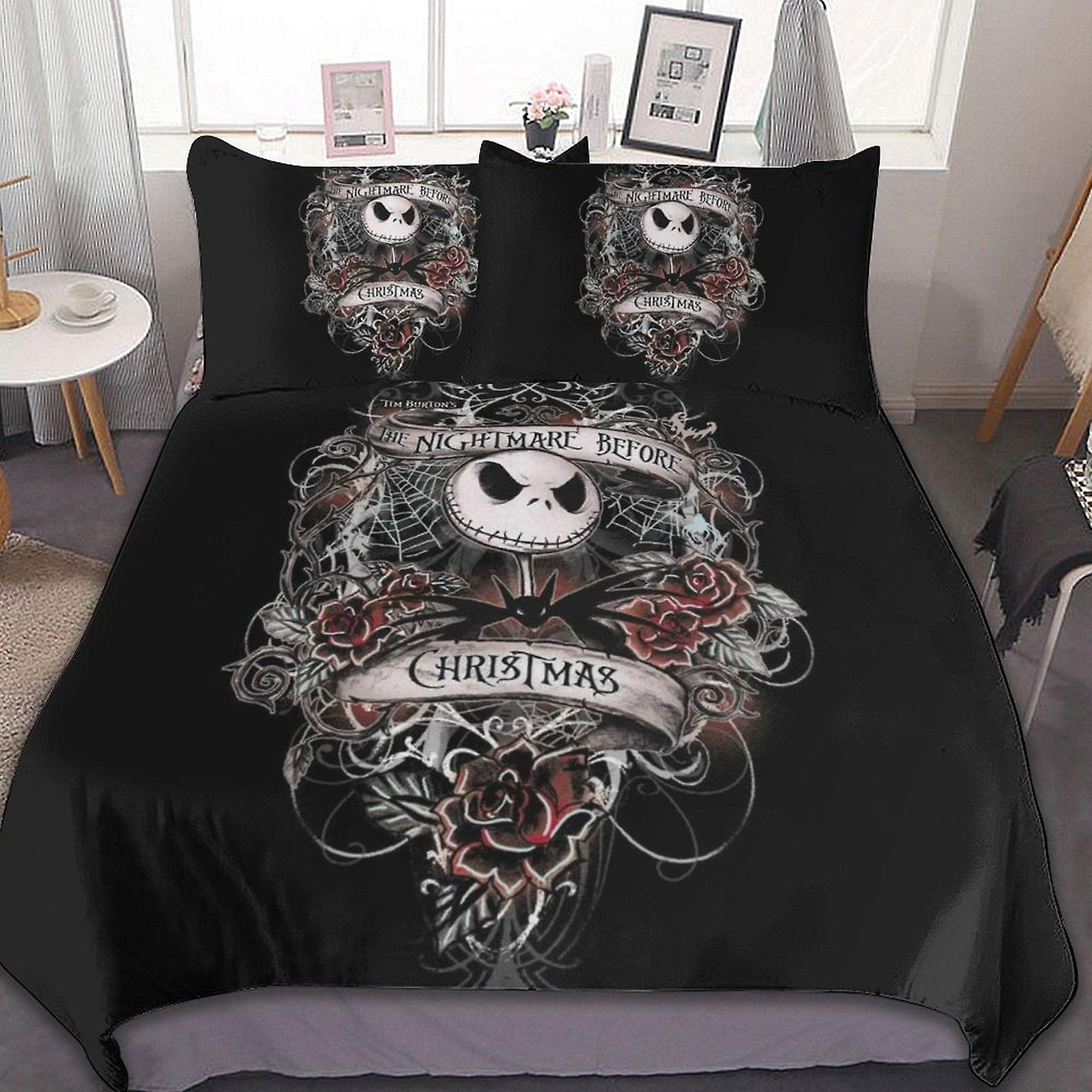 الكابوس قبل عيد الميلاد 3 قطع ملاءات السرير مجموعة غطاء لحاف تنفس مع 2 وسادة شام لينة جميع الفصول مجموعة الفراش