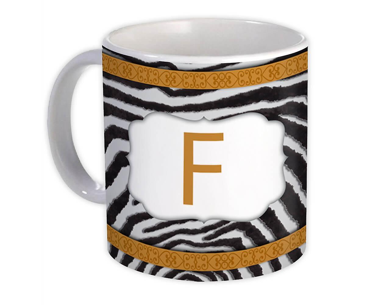 Gift Mug: Monogram Letter F Zebra