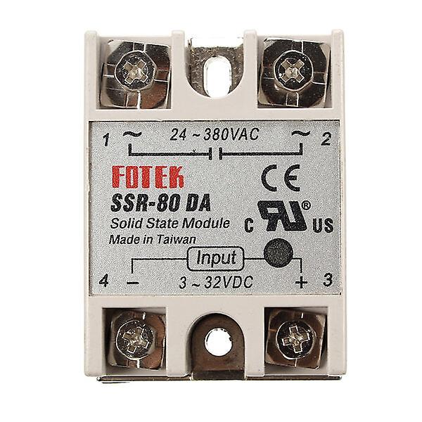 80A Ssr-80da Solid State Relay Module Dc To Ac 24v-380v Output