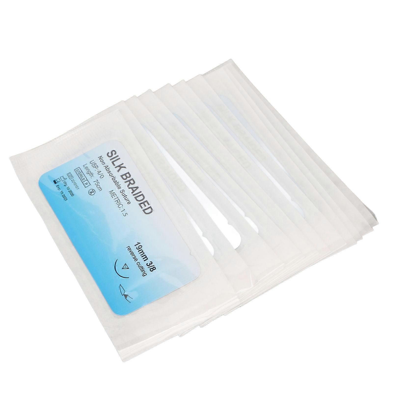 12pcs Suture Practice Thread Individual Package Silk Thread Suturing Set with Needle for Training 4/0 