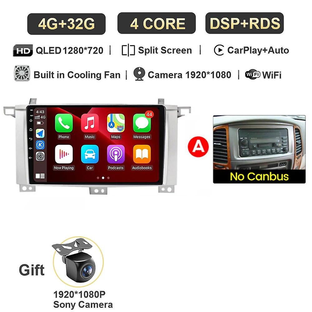 Android 13 Car Radio For Toyota Land Cruiser Lc 100 Mt 2002 - 2007 Multimedia Stereo Receiver Gps Navigation Carplay Wifi 4g Dsp