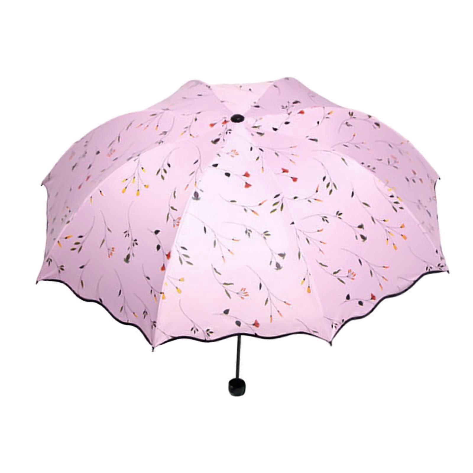 Paraply för regn, solskydd, hopfällbart paraply för strandpromenader, pendling, beige-vitt