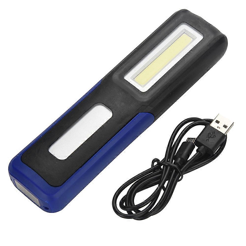 Rechargeable COB LED Work Light Magnetic Camping Emergency Lamp with Hanging Hook Blue