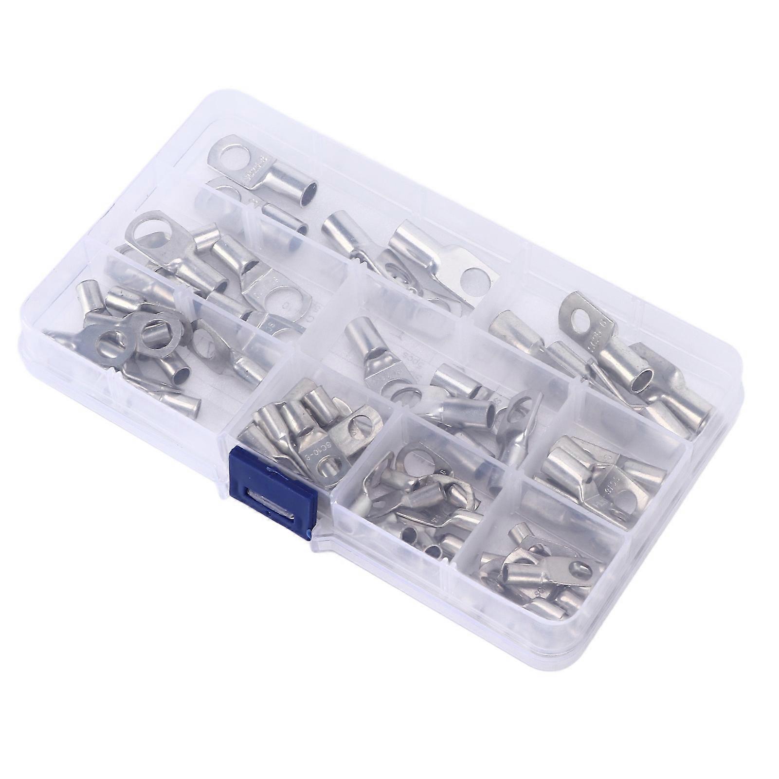 65pcs Heavy Duty Battery Cable End Copper Wire Lugs Terminal Connectors for Vehicle Boat Marine E2U611
