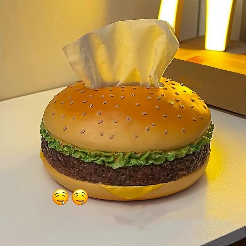 Hamburger Shaped Tissue Box - Unique Retro Decorative Paper Holder with Fun Novelty Design - Perfect as a Whimsical Birthday Gift or Quirky Home Decor