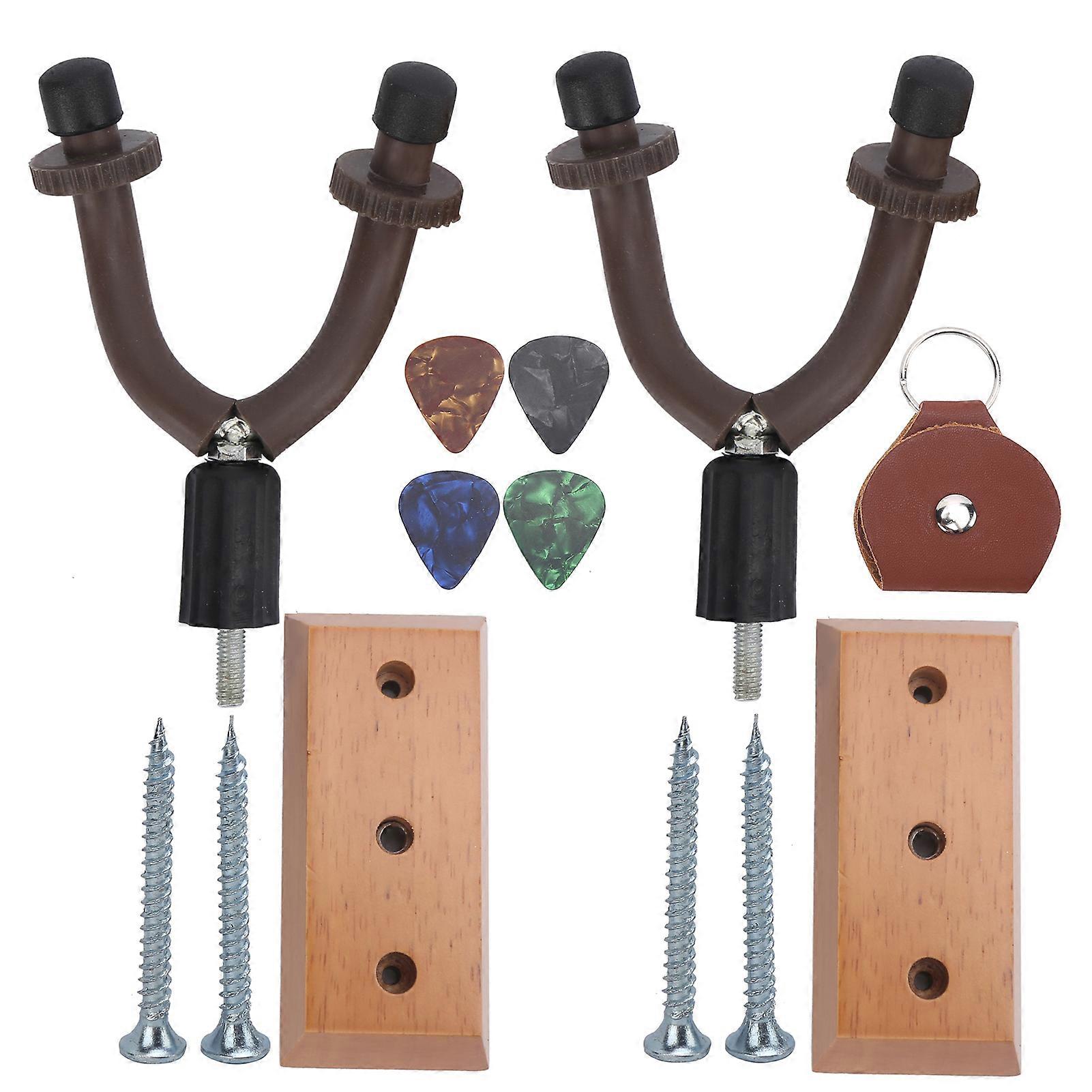 2pcs Guitar Wall Hooks Solid Wood Mounting Brackets Stands For Ukulele Bass Violin