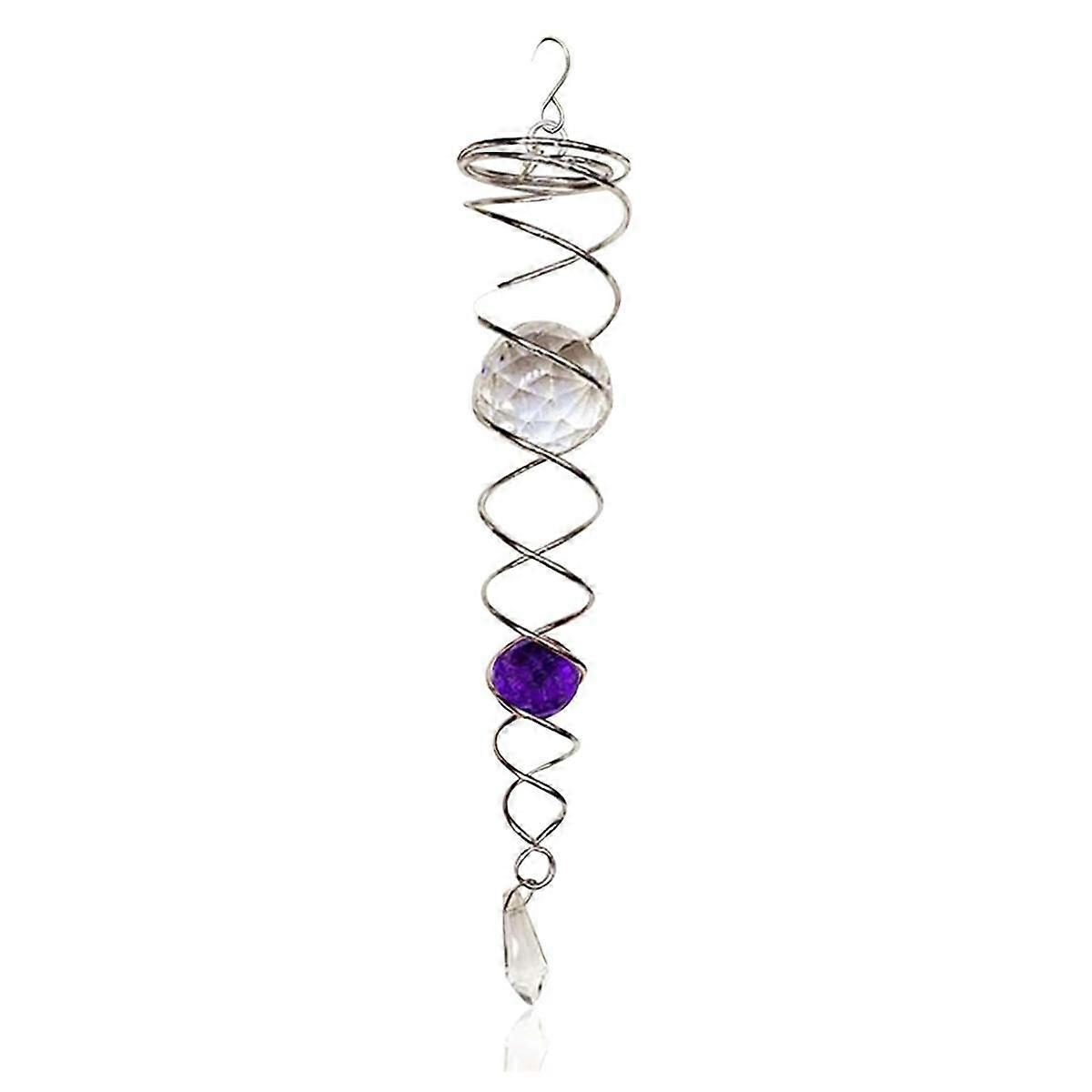 Purple Gazing Ball Spiral Tail Wind Spinner Stabilizer, Decorative Spiral, Spiral Wind Spinner, Garden Decoration