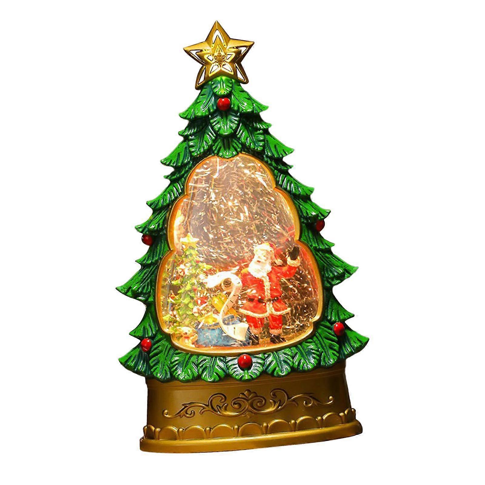 Musical Box Christmas Tree Music Box for Bookshelf Table Centerpiece Cabinet Santa