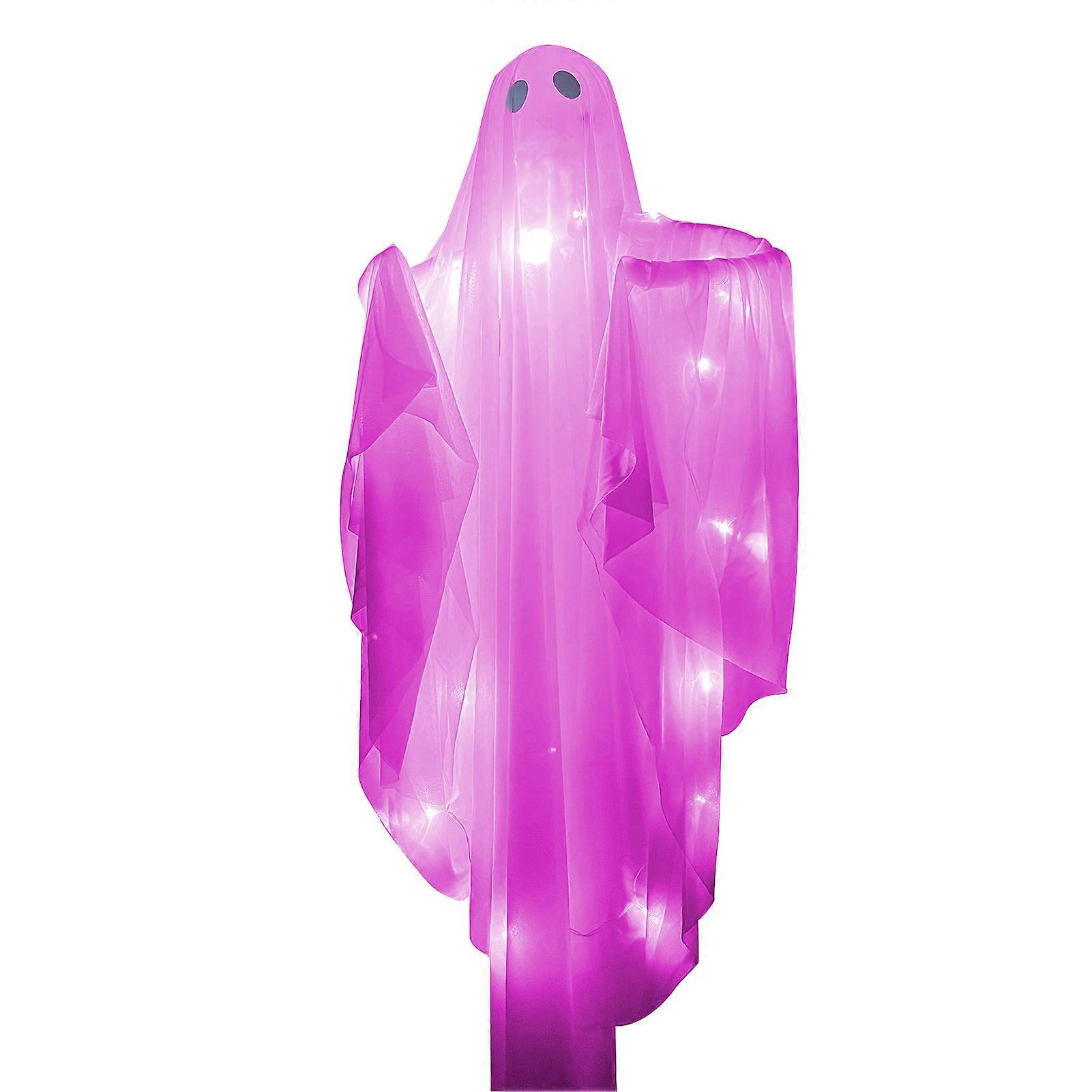 Glowing Ghost Pendant Halloween Hanging Ghost Decoration with LED Light Spooky Hanging Ghost Prop for Haunted House Home Halloween Decor
