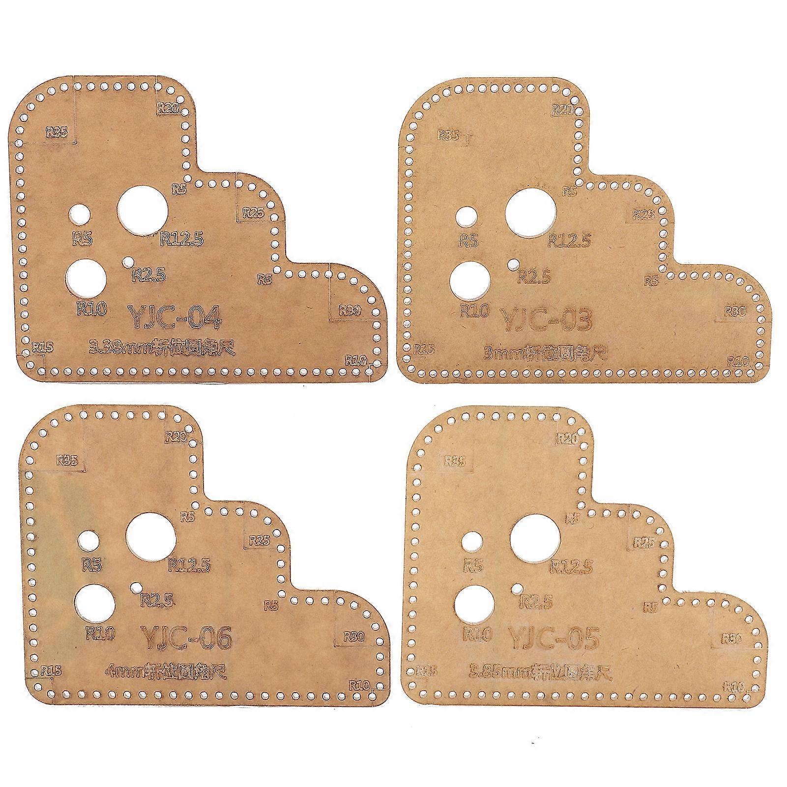 4Pcs Circle Corner Acrylic Template DIY Leather Craft Auxiliary Cutting Ruler Stencil