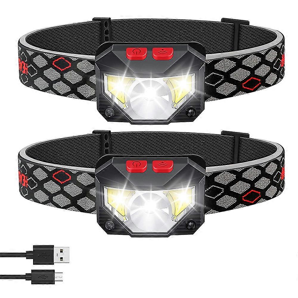2pcs6th gear adjustable rechargeable headlamp - black
