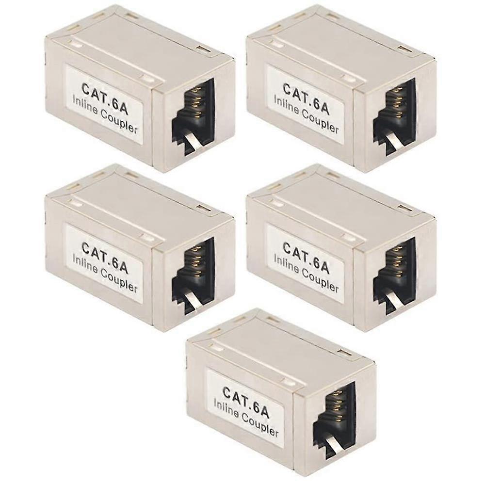 Pack of 5 Cat6 A Ethernet Adapter Coupling Patch Cable RJ45 Adapter Cat6 LAN Connector Extension LAN Cable RJ45 Coupling