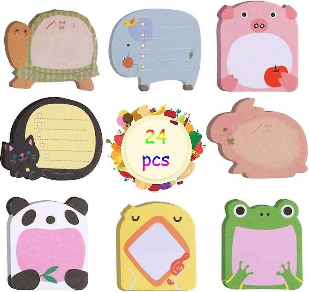 24 Pack Cute Sticky Notes, Sticky Notes for Refrigerator, Office Notes for School (8 Styles)