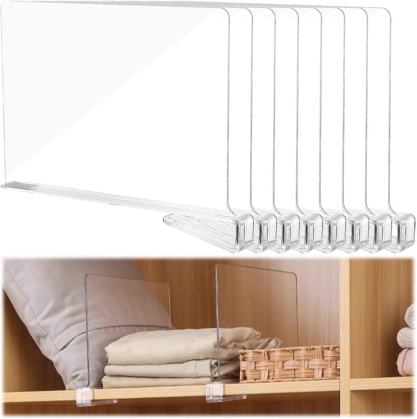 8 pezzi divisori in acrilico, organizer per armadi, divisori per scaffali, ripiano in acrilico trasparente per lo stoccaggio, armadio in legno, camera da letto, cucina e ufficio