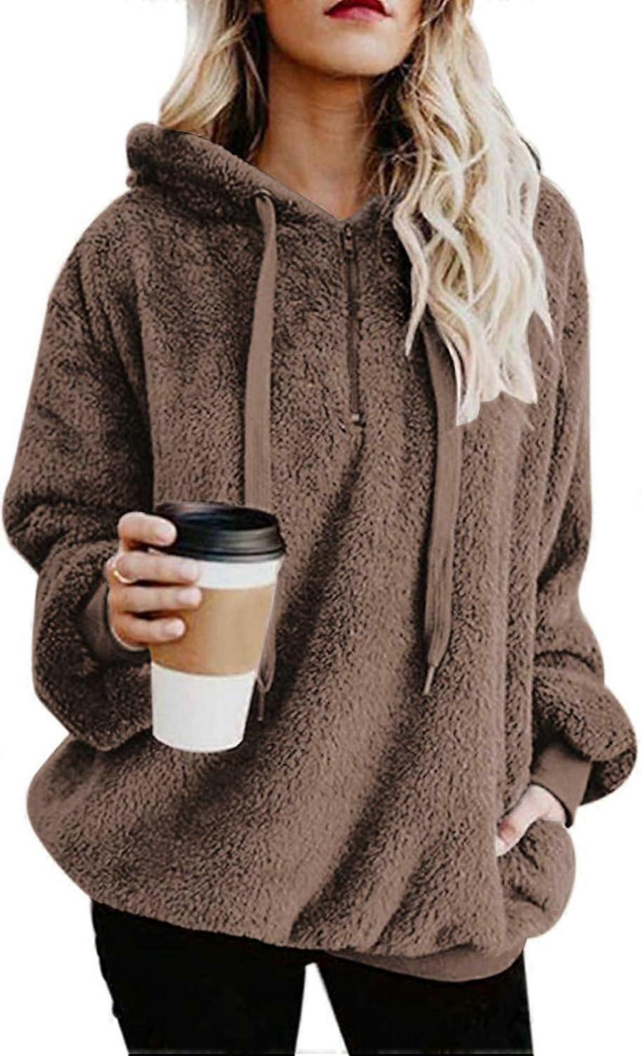 Felpe con cappuccio fuzzy da donna Pullover Tasche oversize accoglienti Felpa con cappuccio Felpa con cappuccio Felpa con cappuccio in pile atletico
