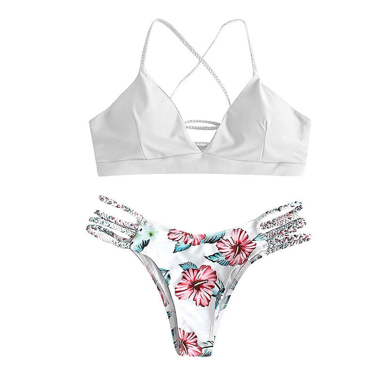 2-piece Swimsuit Halter String Triangle Bikini Set Cheeky Thong Bathing Suit