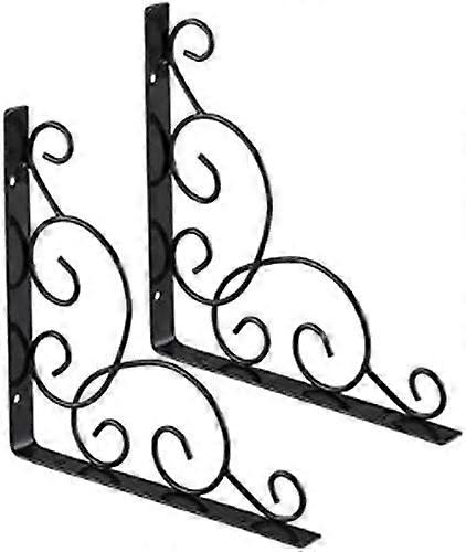 2Pcs Metal Wall Shelf Bracket - Wrought Iron Triangular Shelf Bracket