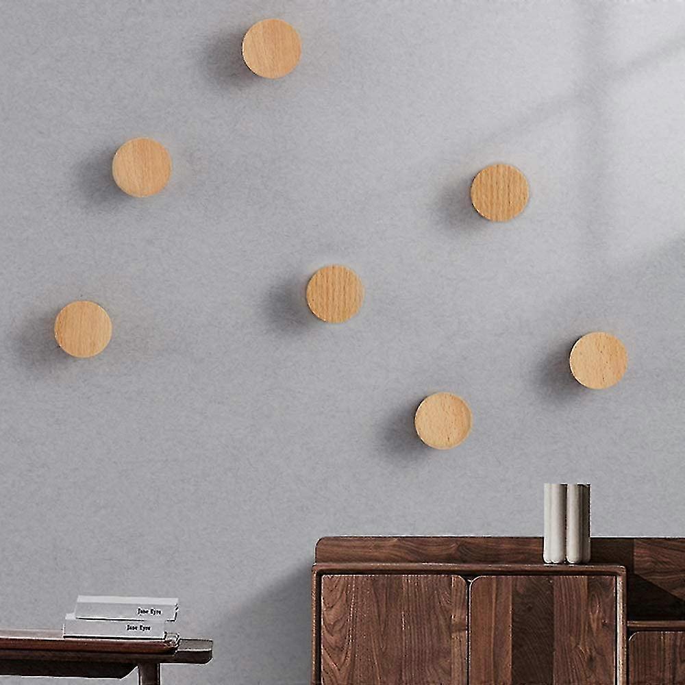 Wood Coat Hook, Wall Hooks 5pcs Coat Hooks Round Coat Hooks