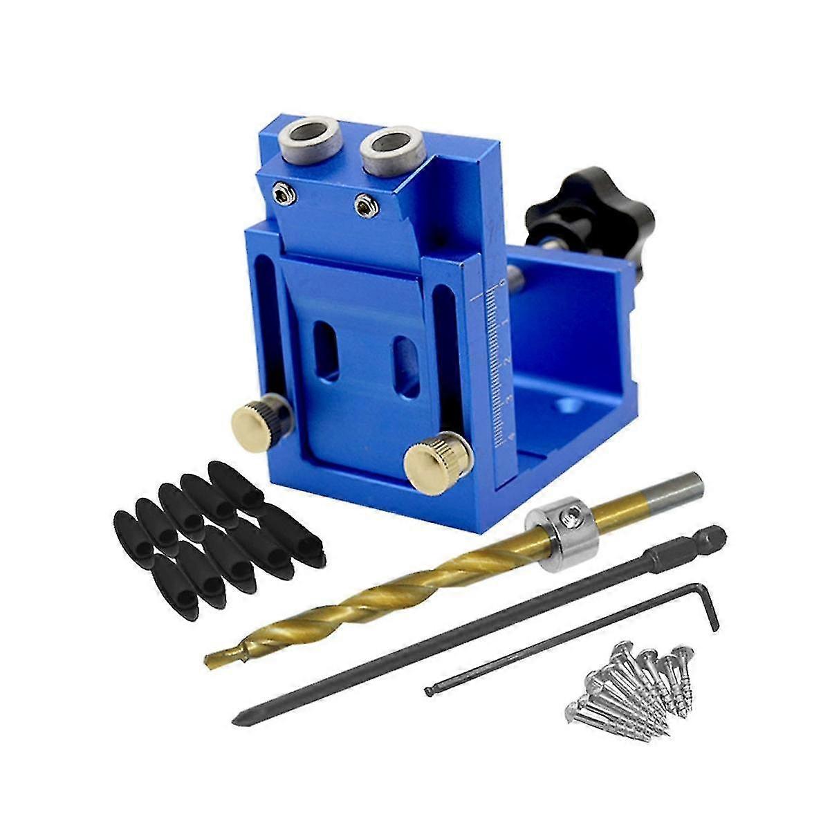 Pocket Hole Jig Kit, 15 Angled Woodworking Holes Locator, Drill Guide Jig Set W/2 Drill Bits For C