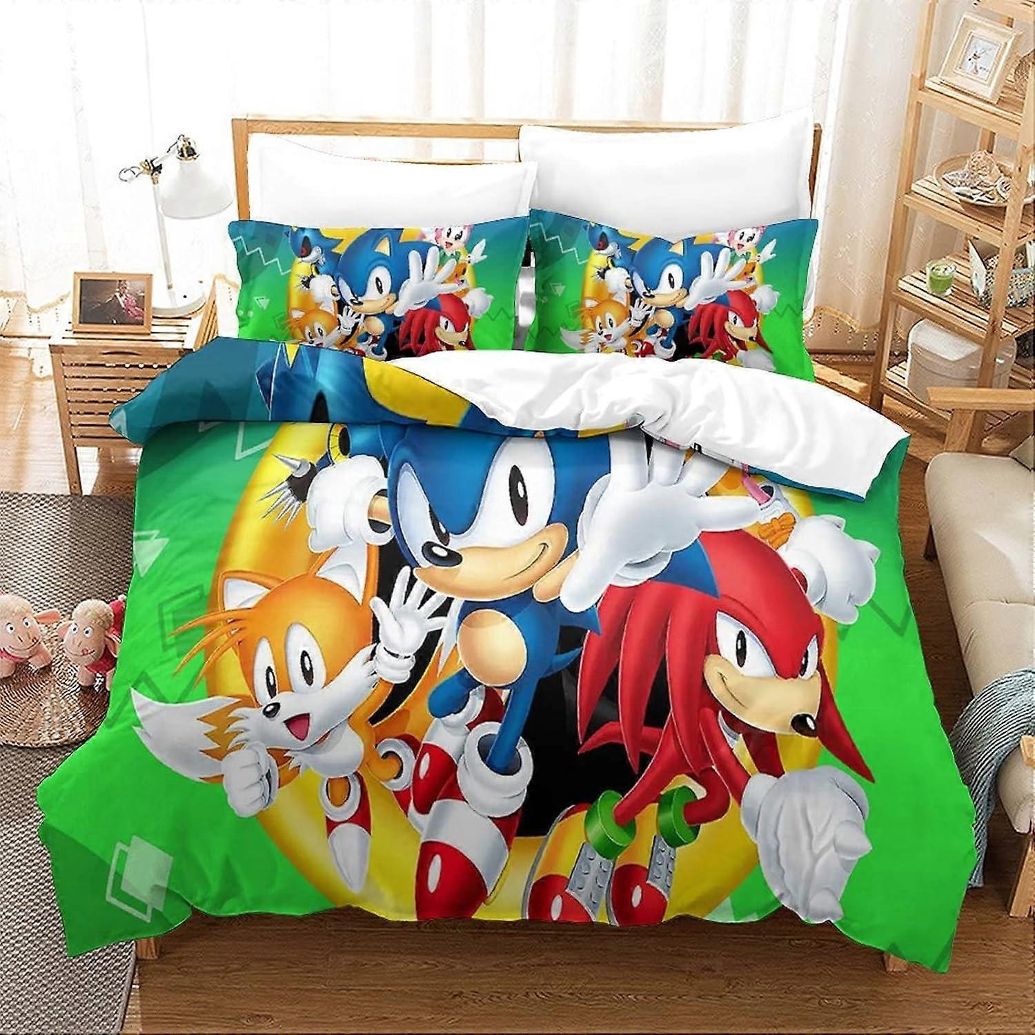 Sonic Duvet Cover Set Soft Microfiber Printed Bedding Set D Game