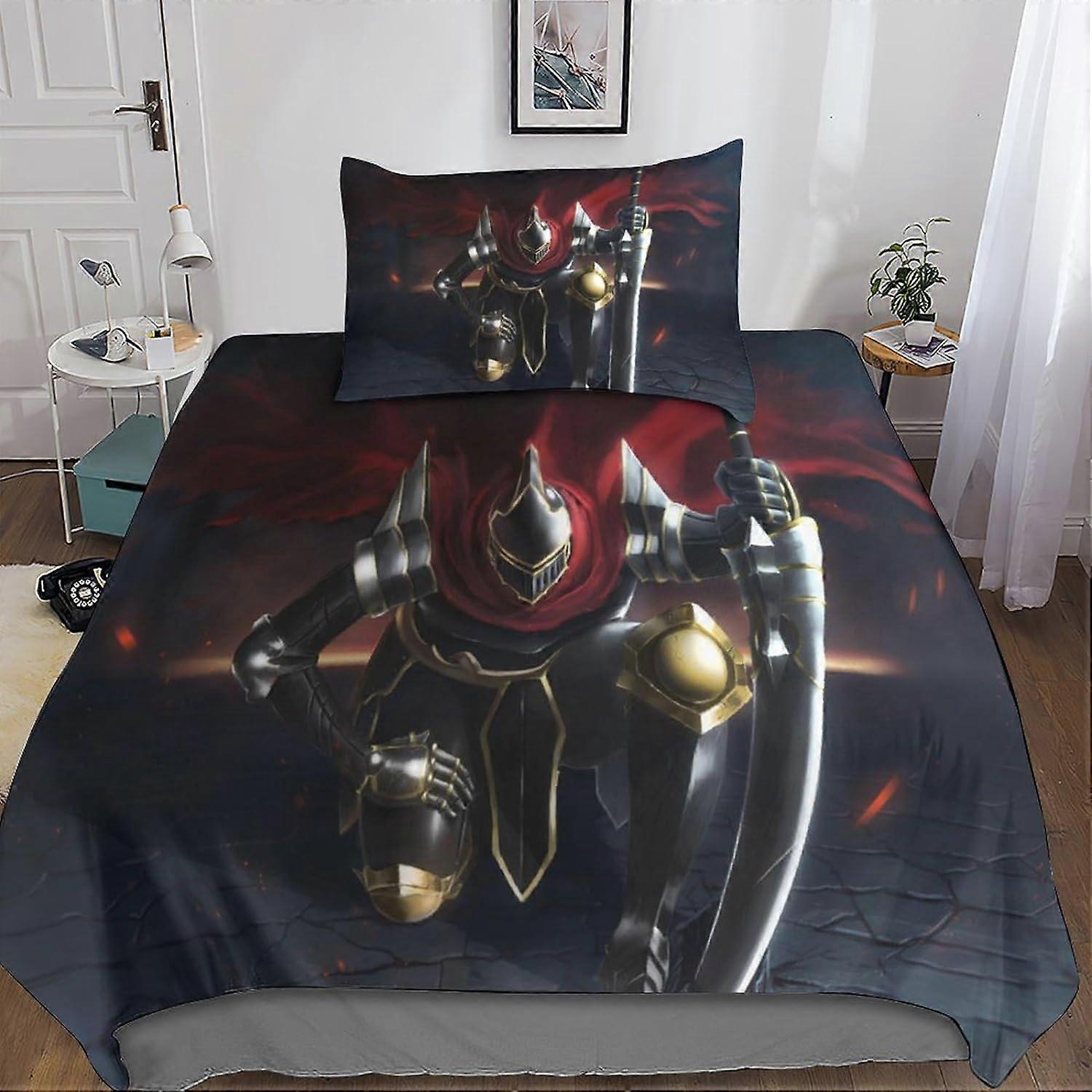 Overlord 3D Duvets and Bedding Sets with Pillowcase, Anime Bedding Duvet Cover, 2 Pieces Microfiber Bedding with Zipper Closure Pillowcases Single