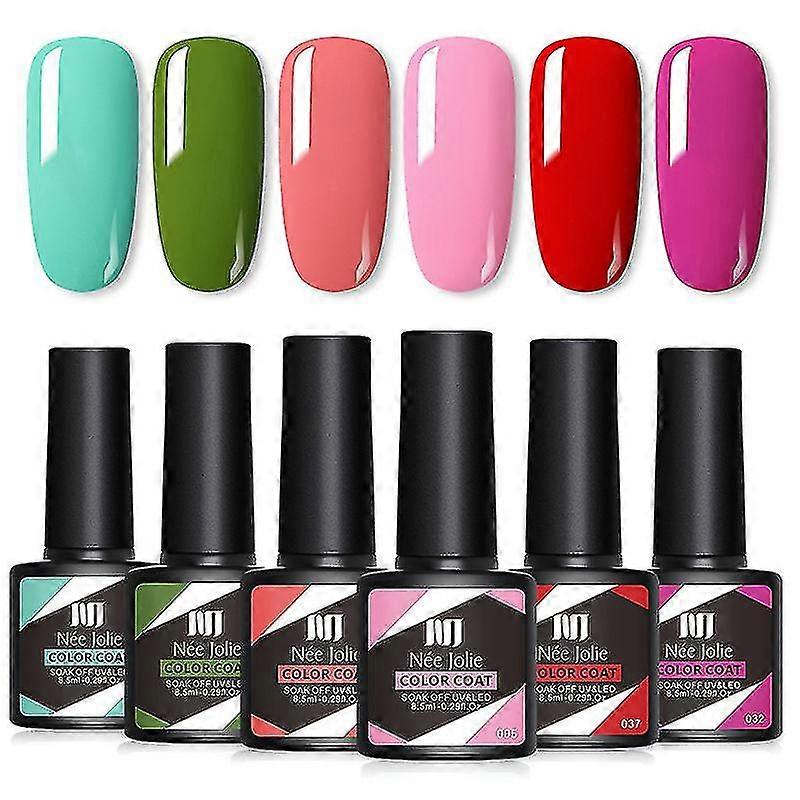 Gel nagellack set, 6-delat solid gelpolver set