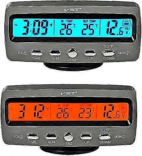 4 In 1 Car Auto Lcd Voltage Temperature Detector Digital Display Thermometer Control Alarm Clock (hs)