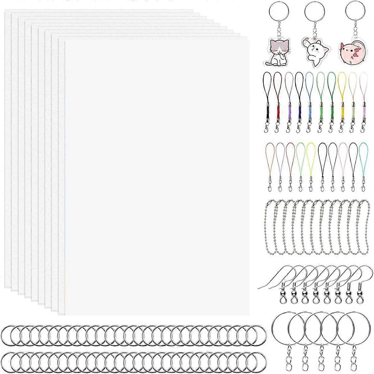 170 PCS Shrink Plastic Sheets Kit, Paper with 15 Sheets Shrink Sheets,for Crafts Jewelry Making DIY