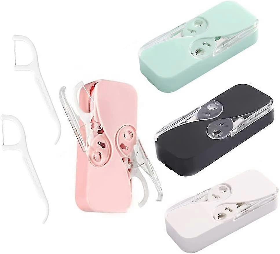 4 Pack Dental Portable Floss Dispenser Refillable Floss Box Pick Dispenser Case Automatic Dental Floss Pick Holder For Teeth Cleaning