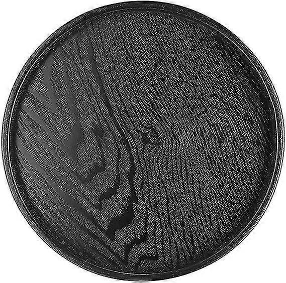 Tre tebrett, tre stort svart brett rundt tebrett matbrett til hjemmekontor tehus til middagsbrett tebrett barbrett frokostbrett (30cm)