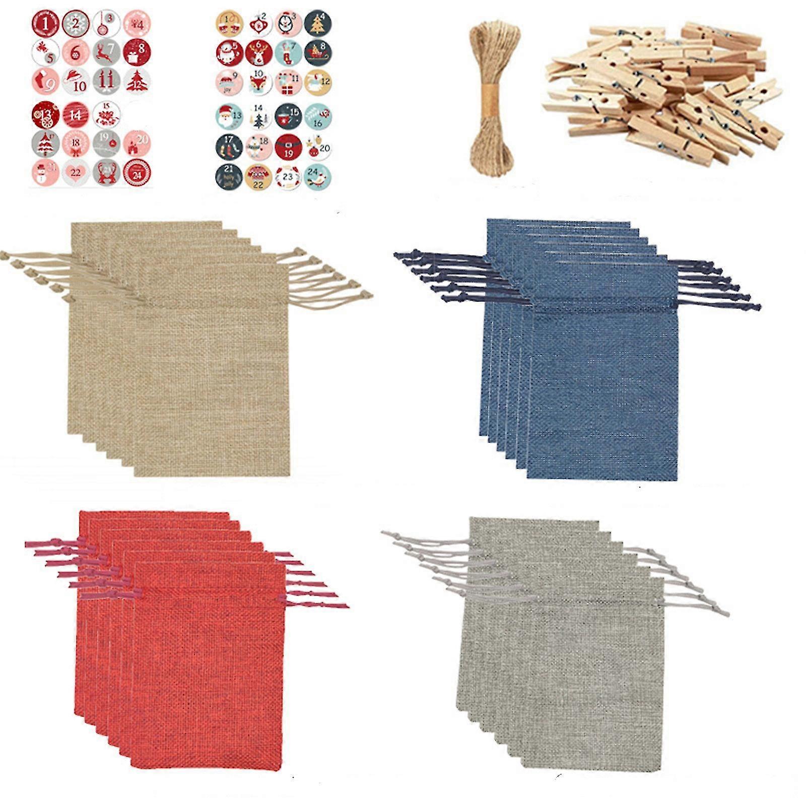 Diy Advent Takvim Jüt Kumaş Çanta Dekorasyon Ve Sayılar Çıkartma