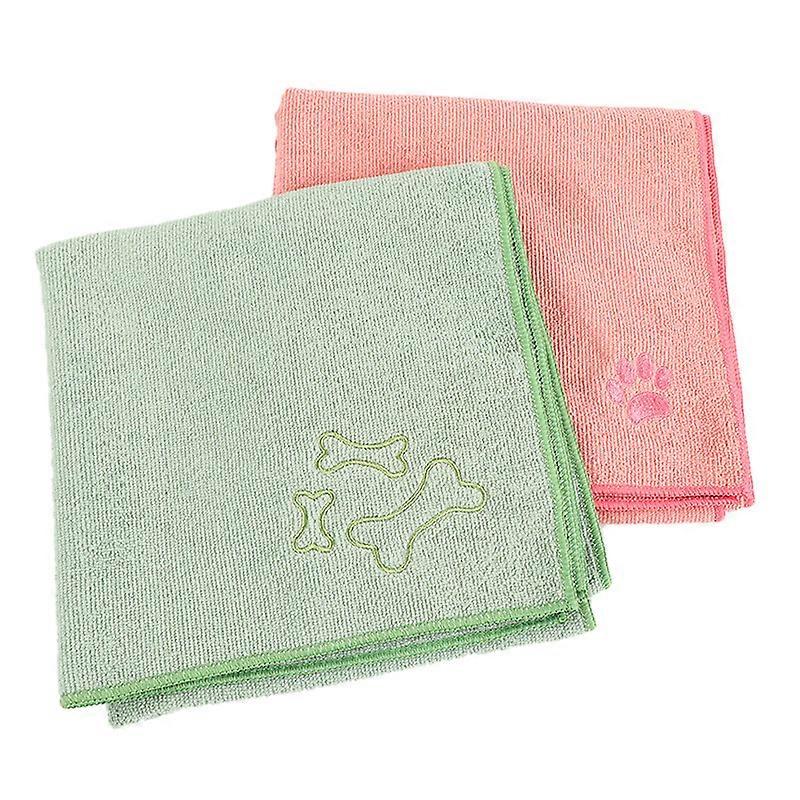 Dog Towel, 2 Pack Large Pet Bath Towels 50*100cm, Quick Fast Drying Super Absorbent Lightweight Cat and Puppy Shower Essentials Pink Green