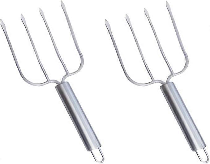 Set of 2 stainless steel turkey forks with four needles for meat, for easily transferring chicken or ham