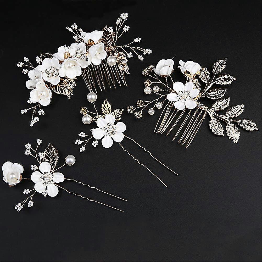 4pcs Rhinestone Bridal Hair Clips Combs