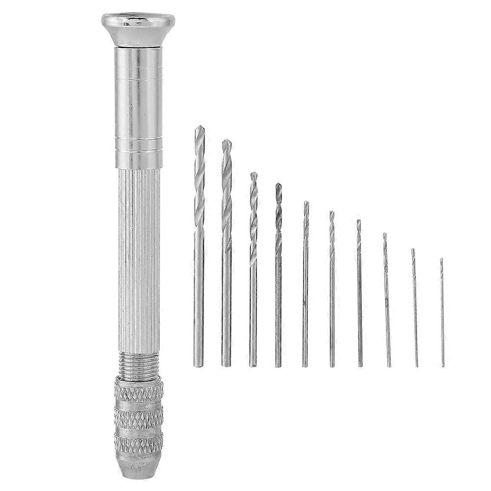 Mini Precision Hand Twist Drill with 10Pcs Drills Bits Punching Tool