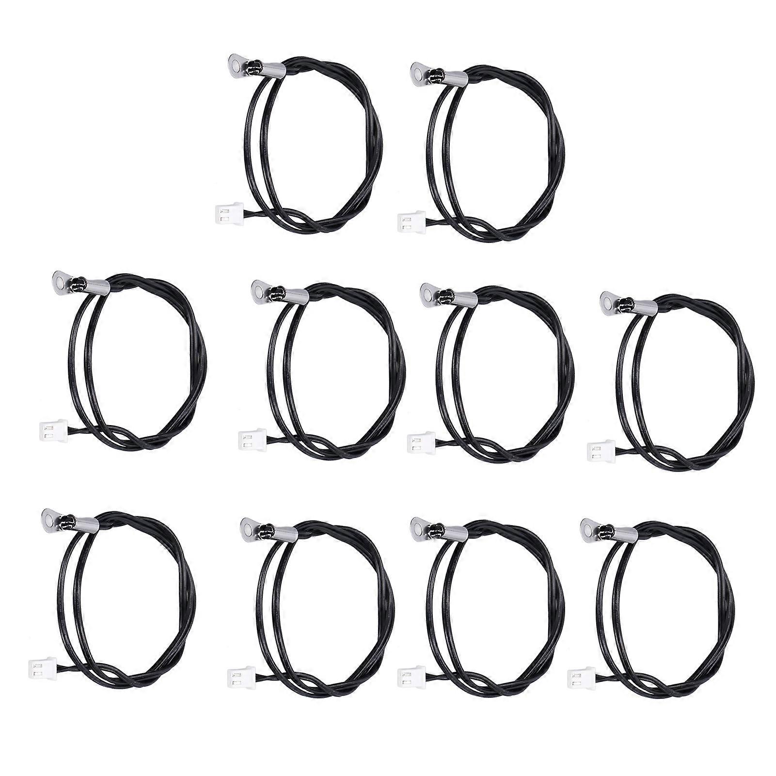 10Pcs NTC Thermistor Temperature Sensor Probe Round Lug Cold Pressed Terminal Connector 500mm100K B3950