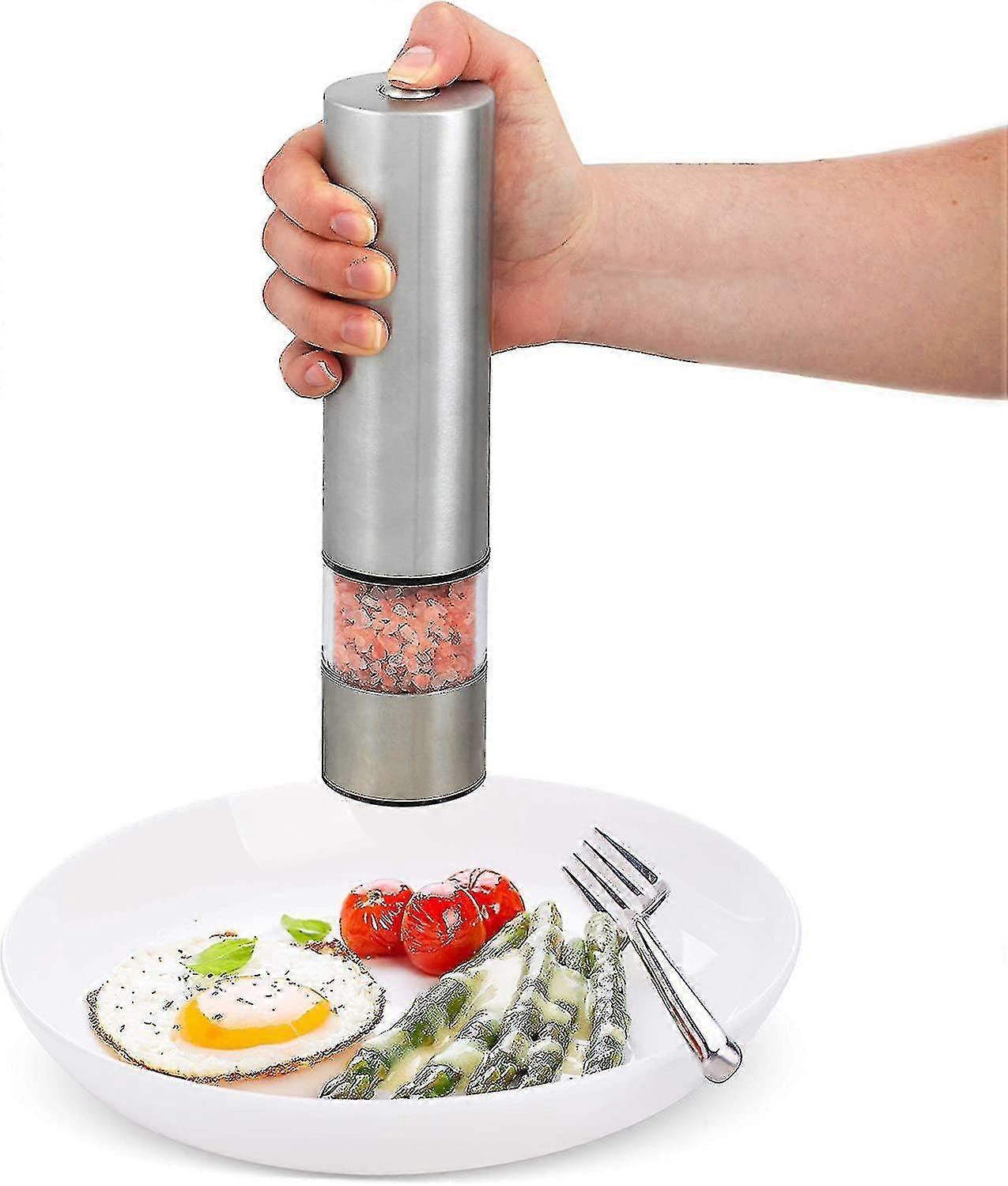 Electric Salt And Pepper Mill Set, Stainless Steel Adjustable