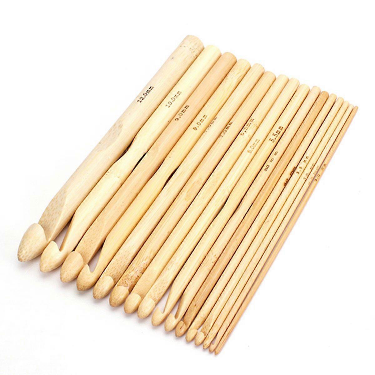 16 Pcs Crochet needles knit in wood knitting 2.0 mm - 12.0 mm Crochet Hook
