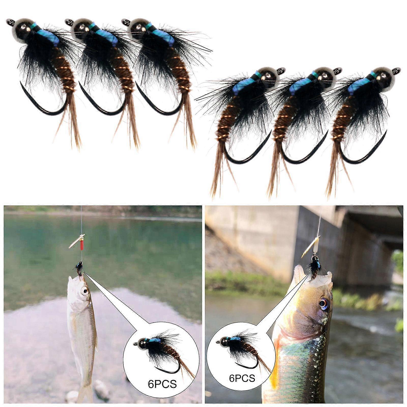 6 قطع ذباب الصيد ذباب الصيد يطير الصيد السحر Tenkara الذباب للماء يطير مربع الحجم # 8 # 10 # 12 هوك شائكة Tenkara ذبابة الصيد - 12