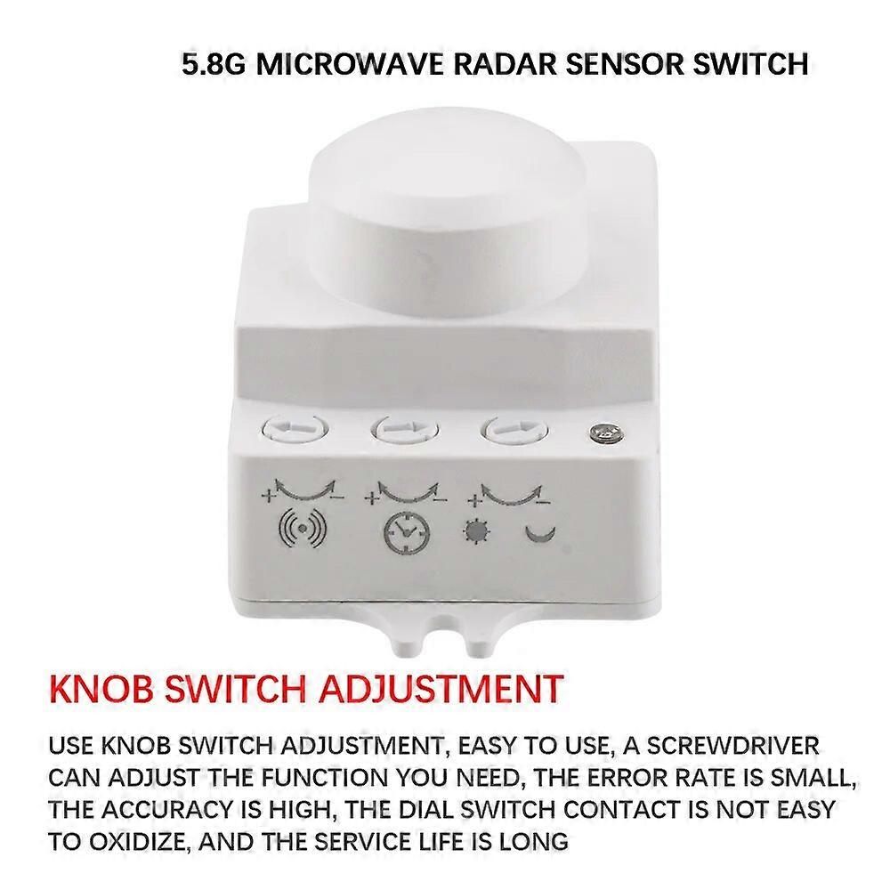 5.8G Mini Microwave Light Control Sensor Switch Dimming Sensitivity Adjustment Delay Motion Detection Light Controller