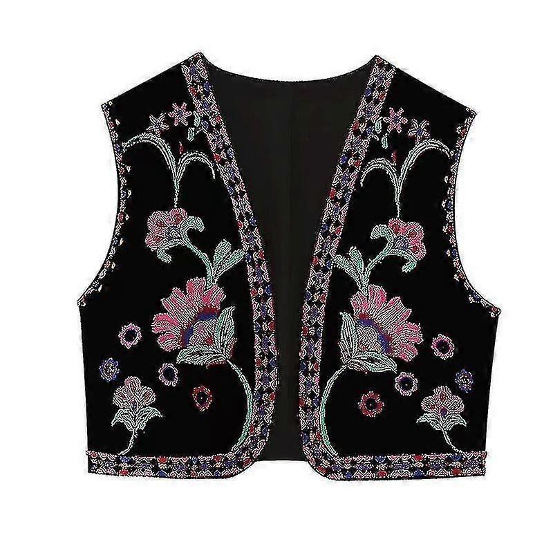 Kvinner blomsterbrodert vest i nasjonal stil